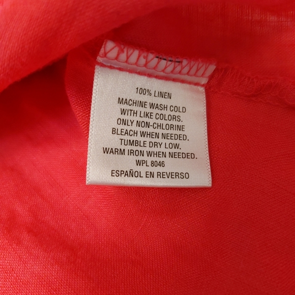 100% Linen Long, Roll Up Sleeves Hot Pink Plus Size Shirt size XXL - Picture 8 of 10